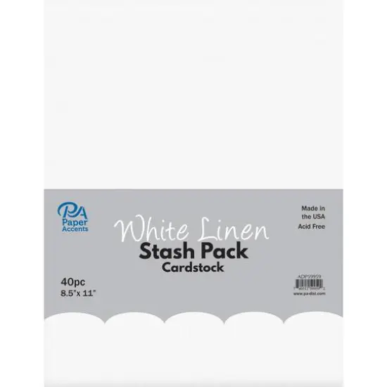 PA Paper™ Accents White Linen Stash Pack 8.5" x 11" Cardstock, 40 sheets {1}