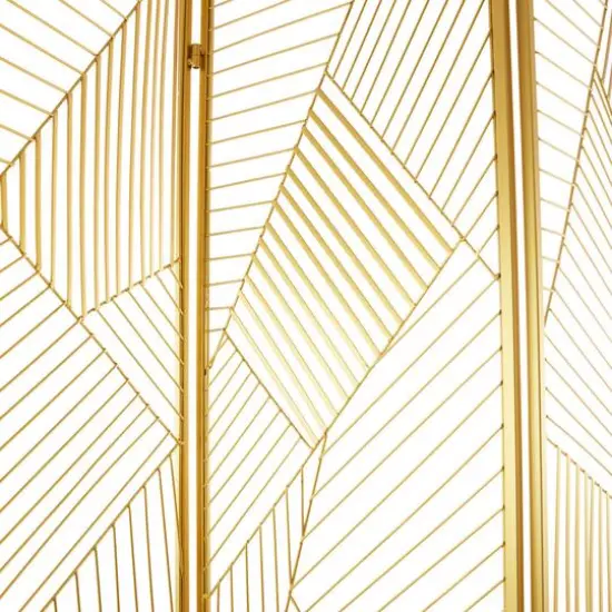 Gold Metal Hinged Foldable Partition 3 Panel Geometric Room Divider Screen 43" x 2" x 67" {4}