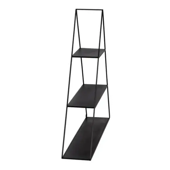Honey Can Do 28" Black Three-Tier Triangle Decorative Metal Wall Shelf {9}