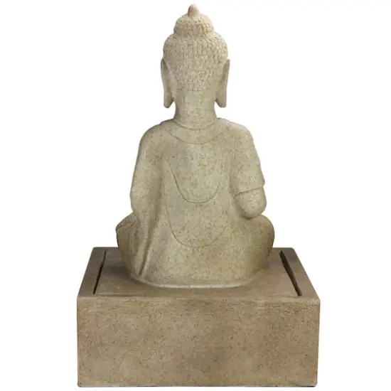 28" LED Lighted Praying Buddha Outdoor Water Fountain {5}
