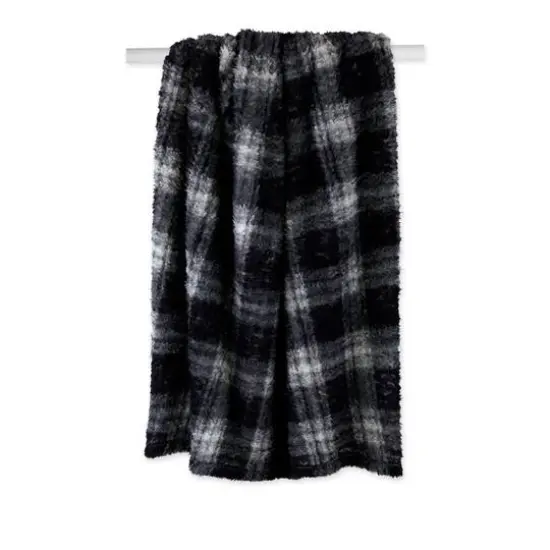 DII&reg; Black Farmhouse Plush Plaid Throw {5}