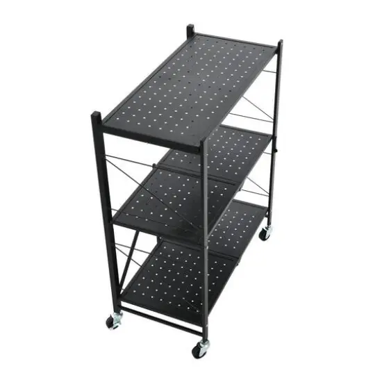 Household Essentials 34" Black Metal 3-Tier Foldable Utility Rack {7}