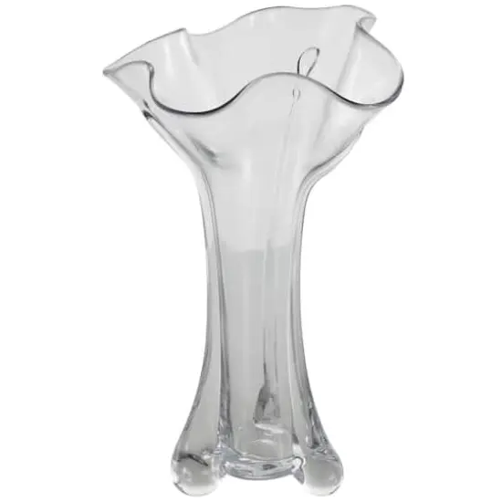 Clear Abstract Fluted Tulip Glass Vase {1}