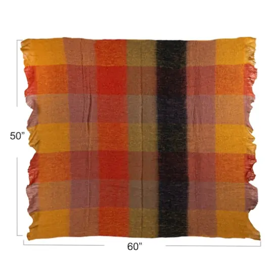 Hello Honey&reg; Gold & Orange Block Wool & Acrylic Ruffled Throw Blanket {5}