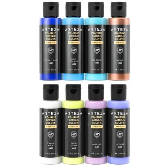Arteza&reg; 8 Color Soft Tones Acrylic Pouring Paint Set {3}
