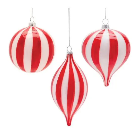 6ct. Striped Glass Ornaments {1}