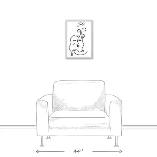 Drawn Love Faces White Framed Canvas {4}