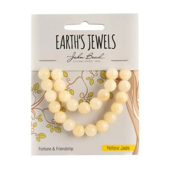 John Bead Earth's Jewels Natural Stone Round Beads, 8mm Yellow Jade {3}