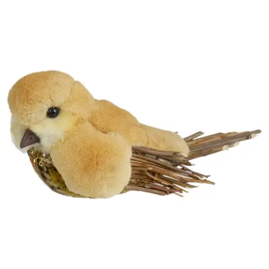 8.5" Orange & Brown Autumn Harvest Tabletop Bird With Sequins {4}