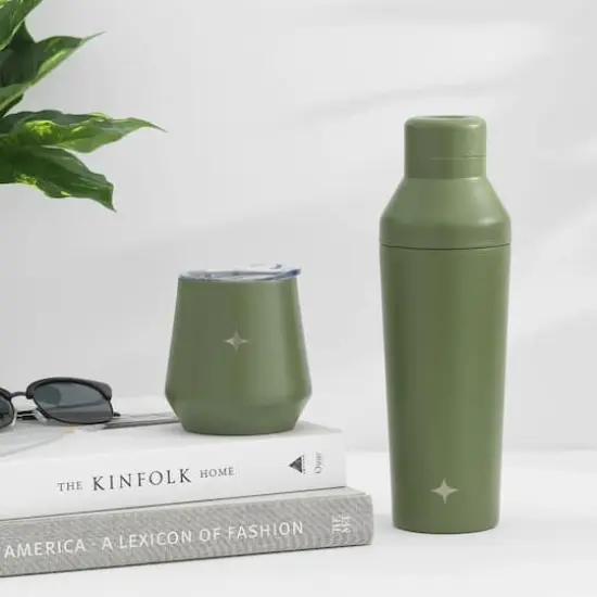 JoyJolt&reg; 12oz. Vacuum Insulated Stemless Wine Tumbler with Lid Green {4}