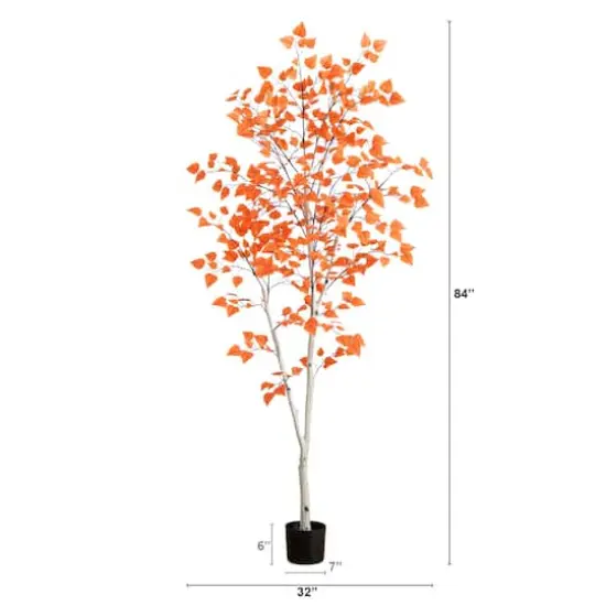 7ft. Autumn Paper Birch Artificial Fall Tree {3}