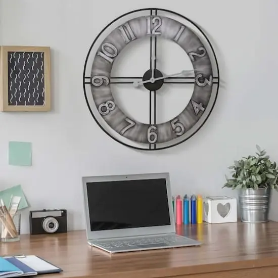 Sorbus&reg; 24" Gray Metal Wall Clock {5}
