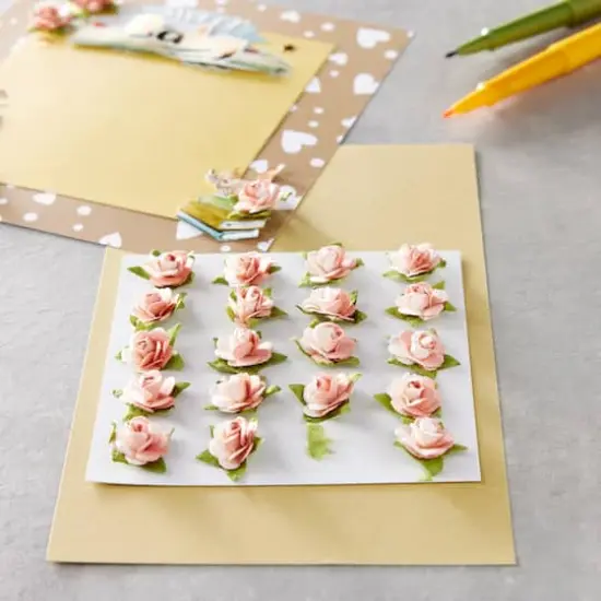 Pink Mini Paper Rose Embellishments By Recollections&trade; {3}