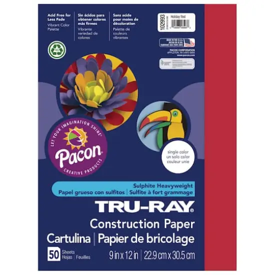 Pacon&reg; Tru-Ray&reg; 9" x 12" Construction Paper, 50 Sheets Holiday Red {1}