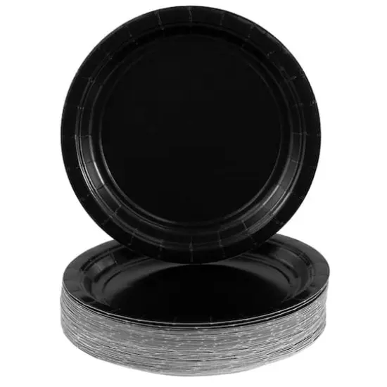 JAM Paper 7" Paper Party Plates, 50ct. Black {4}