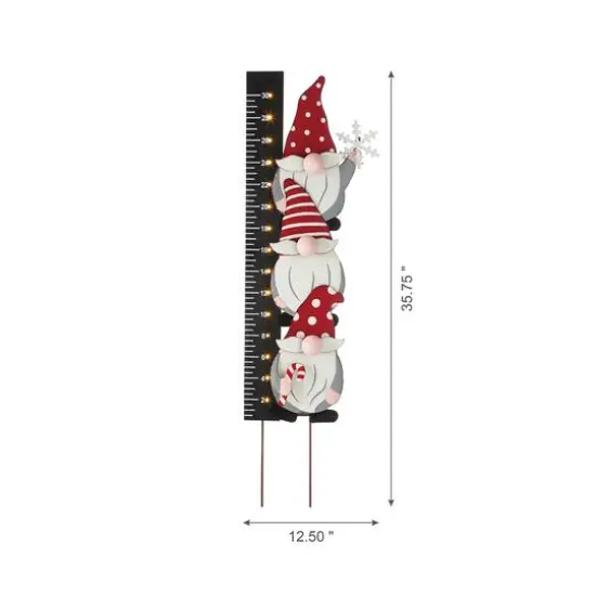 Glitzhome&reg; 3ft. Lighted LED Gnome Snow Gauge Yard Stake {8}
