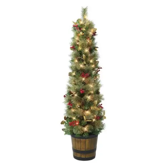 5ft. Pre-Lit Potted Glitter Artificial Tree, Clear Lights {1}