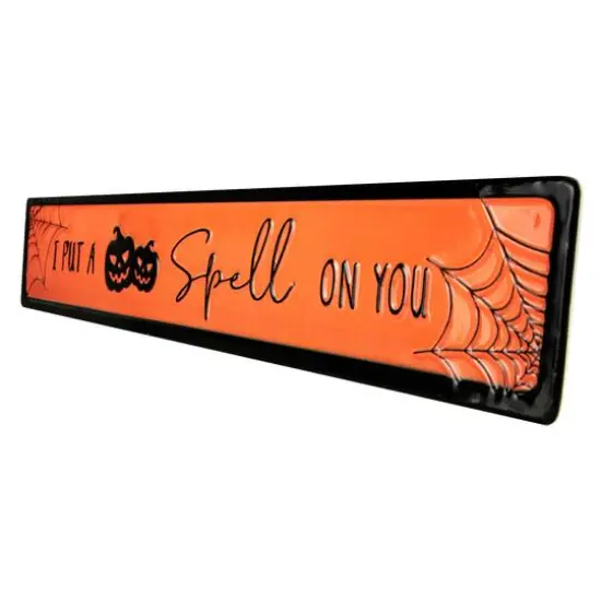 20" Orange & Black "I Put a Spell on You" Halloween Wall Sign {5}
