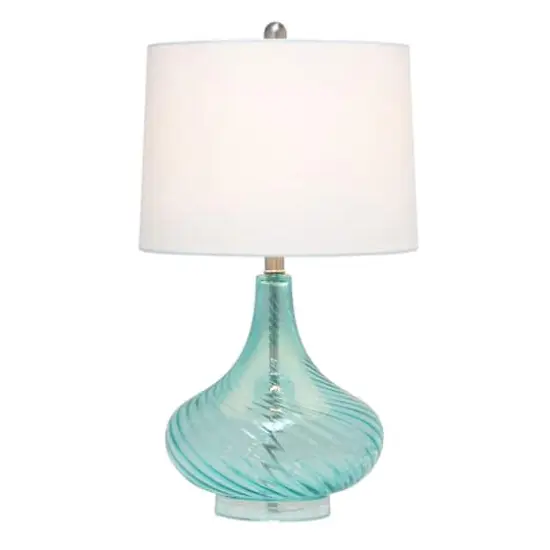 Lalia Home Classix 24" Blue Wavy Colored Glass Table Lamp {3}