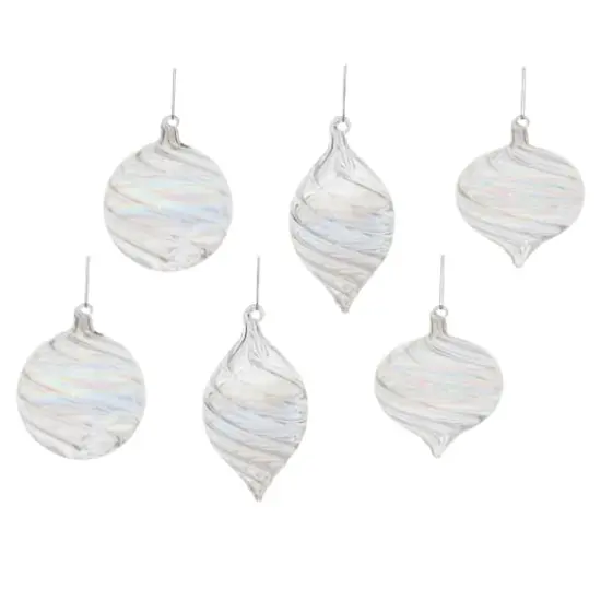 Iridescent Swirl Glass Ornaments Set {1}