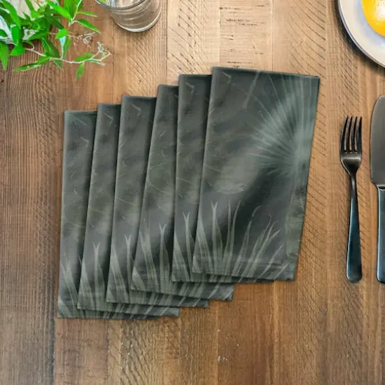 Tropical Palm Cotton Twill Napkin Gray {4}