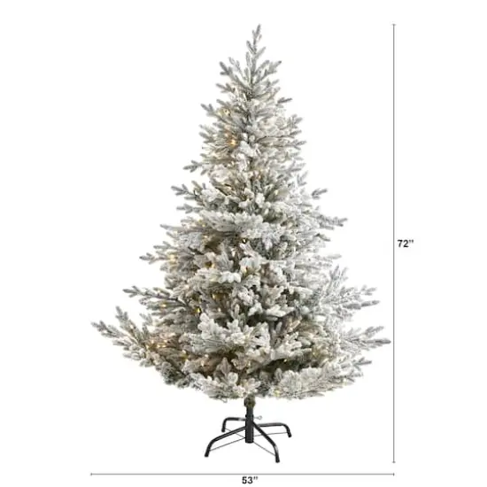 6ft. Pre-Lit Flocked Fraser Fir Artificial Christmas Tree with Warm White LED Lights {3}
