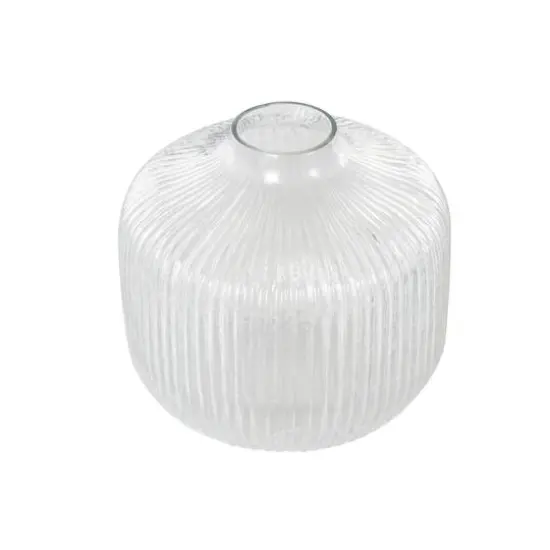 8.5" Clear Short Round Ribbed Glass Vase {7}