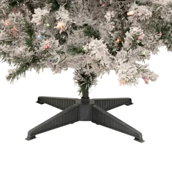 4.5ft. Pre-Lit Flocked Pine Medium Artificial Christmas Tree, Multicolor Lights {6}