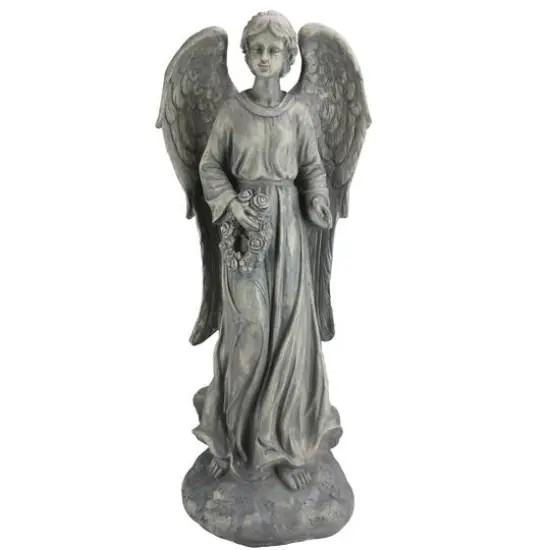 26" Angel with Floral Wreath Garden Figure {1}