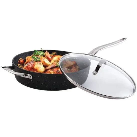 The Rock&reg; by Starfrit 11" Saut&eacute; Pan with Glass Lid & Stainless Steel Handles {10}