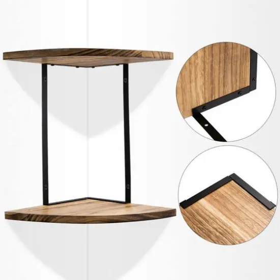 NEX&trade; 2-Tier Floating Wall-Mounted Solid Wood Shelves {4}