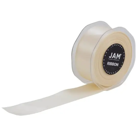 JAM Paper 1.5" x 25yd. Double Faced Satin Ribbon Ivory {4}