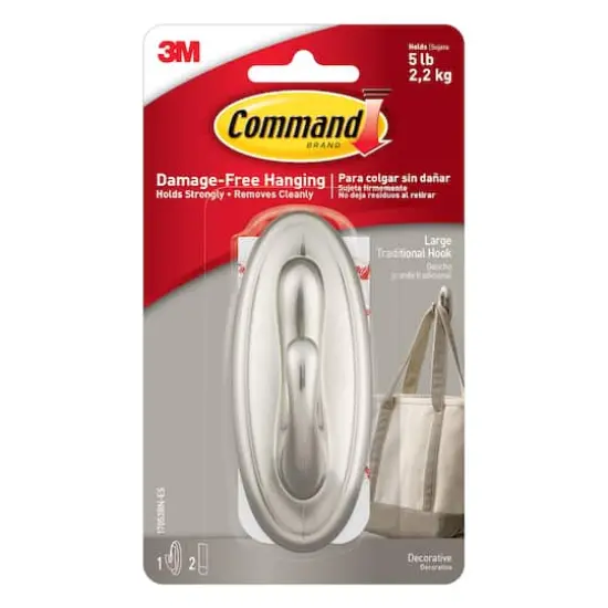 Command&trade; Brushed Nickel Decorative Hook {1}
