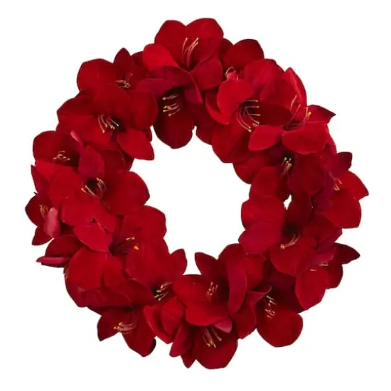 22&rdquo; Red Amaryllis Wreath {1}