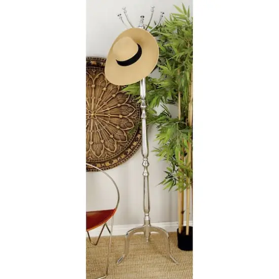 60" Silver Metal Traditional Coat Rack {3}