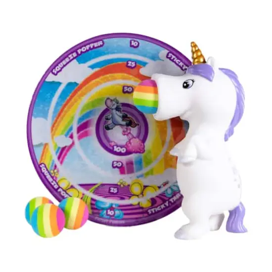 White Unicorn Squeeze Popper with Sticky Target {5}