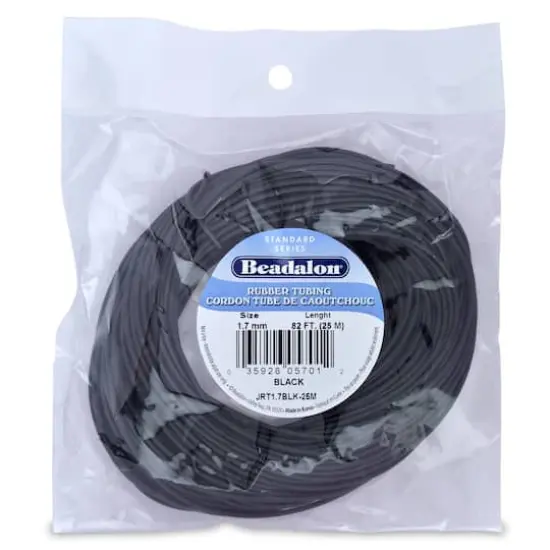 Beadalon&reg; 1.7mm Black Rubber Tubing, 25m {1}