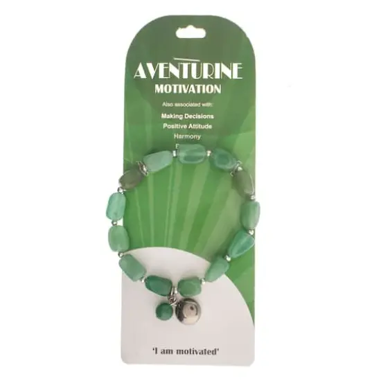 John Bead Aventurine Green Natural Stone Bracelet with Silver Charm {1}