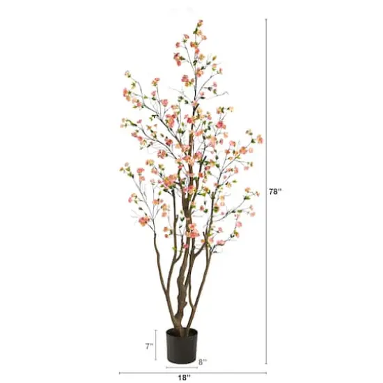6.5ft. Potted Pink Cherry Blossom Artificial Tree {3}