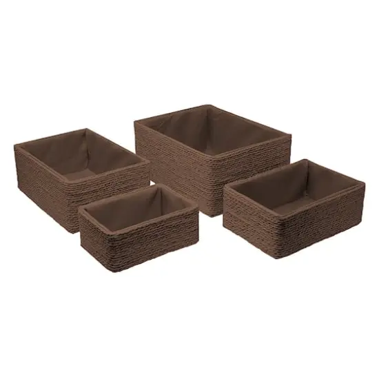 Sorbus 4-Piece Woven Rope Basket Set Brown {1}