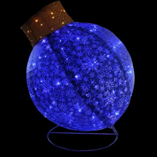 3ft. Blue LED Twinkling Glittered Christmas Ball Ornament Decoration {5}