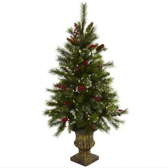4ft. Pre-Lit Artificial Christmas Tree with Berries & Pinecones, Clear LED Lights {1}