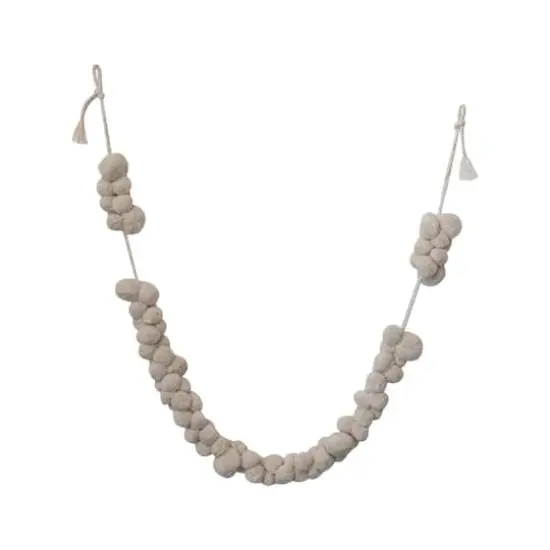 Hello Honey® 8ft. Cream Fabric Pom Pom Swag with Metallic Gold Thread {4}