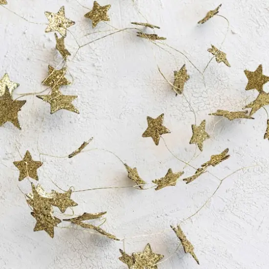 Hello Honey 6ft. Gold Decorative Glitter Paper Star Garland {4}