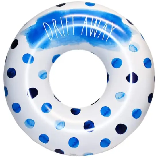 Rae Dunn 4ft. Drift Away Indigo Polka Dot Pattern Ring Float {1}