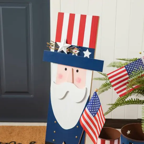 Glitzhome&reg; 36" Patriotic Americana Uncle Sam Porch D&eacute;cor {5}