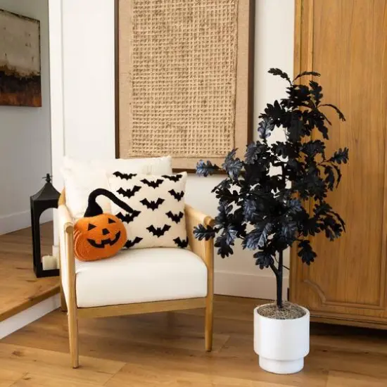 4ft. Artificial Halloween Black Oak Tree {6}