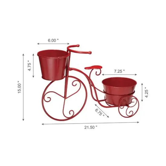 Glitzhome&reg; 21.5'' Red Metal Bicycle Plant Stand {9}