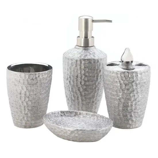 Hammered Silver Texture Bath Accessories Set {1}
