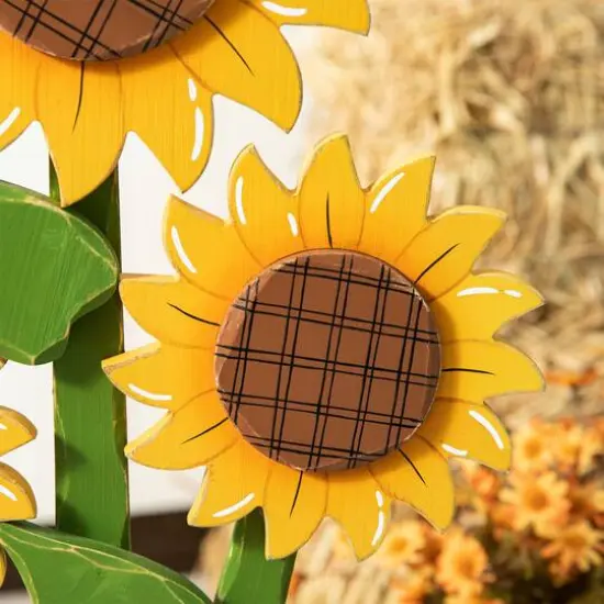 Glitzhome&reg; 29" Fall Wood Sunflowers Porch D&eacute;cor {5}
